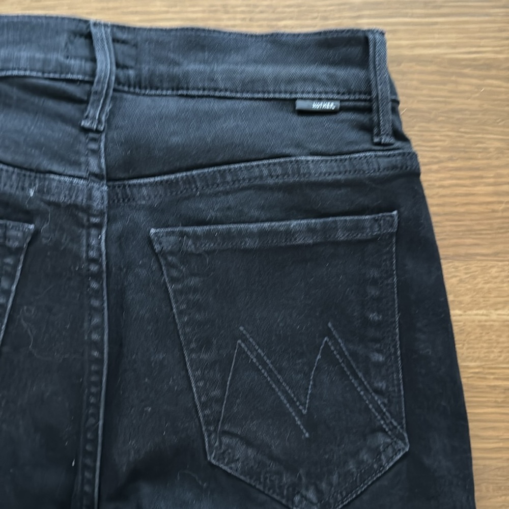 Mother jeans the insider black frayed crop bootcut jeans 27 - Picture 5 of 6